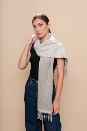 Undyed Double Face Scarf - Mid Grey