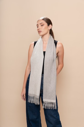 Undyed Double Face Scarf - Mid Grey