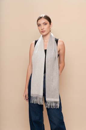 Undyed Double Face Scarf - Mid Grey